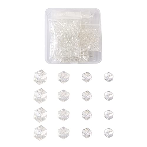 PandaHall Facettierte Kristallglasperlen in Würfelform, 2/4/6/8 mm, AB-Farbbeschichtung, quadratisch, galvanisiert, Glasperlen, Abstandshalter, Perlen, 672 Stück von PH PandaHall