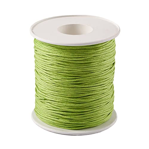 PandaHall Geflochtene Baumwollkordel, 1 mm, gewachste Baumwollschnur für DIY-Schmuckherstellung (grün-gelb) von PandaHall