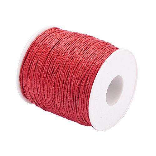 PH PandaHall 1 Rolle 1mm Waxed Cotton Cord Gewachstem Baumwollfaden Schnur Perlenschnur für Schmuckherstellung Crafting Perlen Makramee, 100yards/Rolle, Rot von PH PandaHall