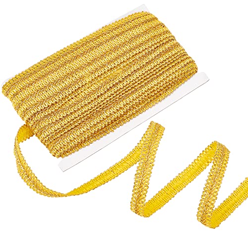 PandaHall Gimp Braid Trim, 5/8 Zoll (15 mm) 19.6 Yards Polyester Gewebtes Geflecht, Dekoratives Kordelband Für Kostüm, Heimwerken, Nähen, Polsterung, Vorhang, Schonbezug, Dekoration, Gold von PH PandaHall