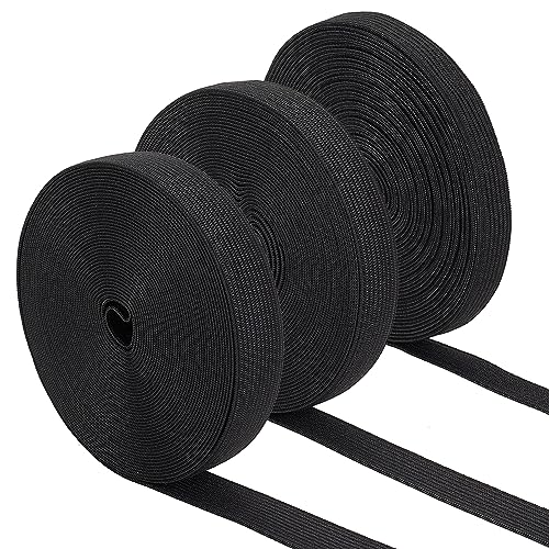 PandaHall Gummibänder Zum Nähen 3 Rolle Schwarzes Strick-Gummiband Hochelastisches Band Flaches Elastisches Band Für Die Reparatur von Kleidung Hosenbund 7.3m / Rolle von PH PandaHall