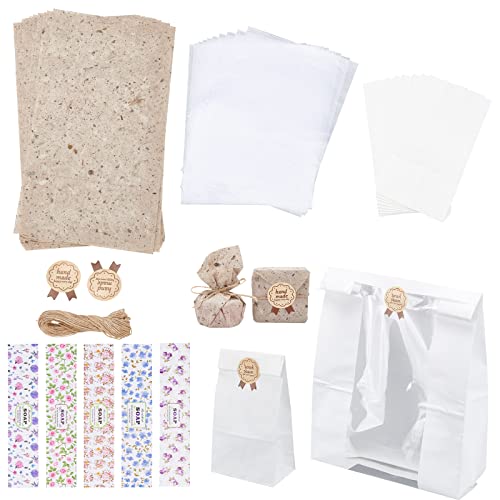 PandaHall Handgemachtes Seifen-Verpackungsset, 30 Stück Seifenverpackungen 10 Stück Fettdichtes Geschenkpapier 12 Stück Papiertüten 10 Blätter Backpapier Und 10 Yards Juteschnur Für Hausgemachte von PH PandaHall