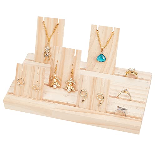 PH PandaHall Holz Ohrring Display Ständer, Halskette Ohrringhalter mit 9 Stück Display-Karten 3-Schlitz Holz Ohrring-Ausstellungsständer für Ohrringen Ring Schmuck Visitenkarten Zeigen von PH PandaHall