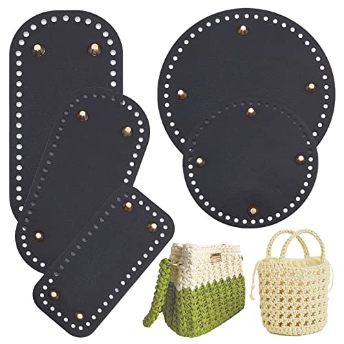 PandaHall Leder Geldbörse Unten Zum Häkeln 5 Styles Schwarze Taschenböden PU-Leder Stricken Häkeln Taschen Bottom Shaper Kissenbasis Mit Löchern Für DIY Häkeltaschen Umhängetaschen von PH PandaHall