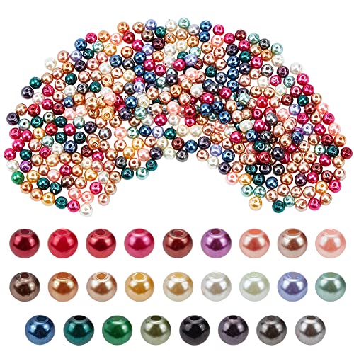 PandaHall – Lot de 200 Mischhaut Runde Perlen Glas Perlmutt 8 mm für Herstellung von Schmuck, Multicouleur-5, 0.4 cm von PandaHall