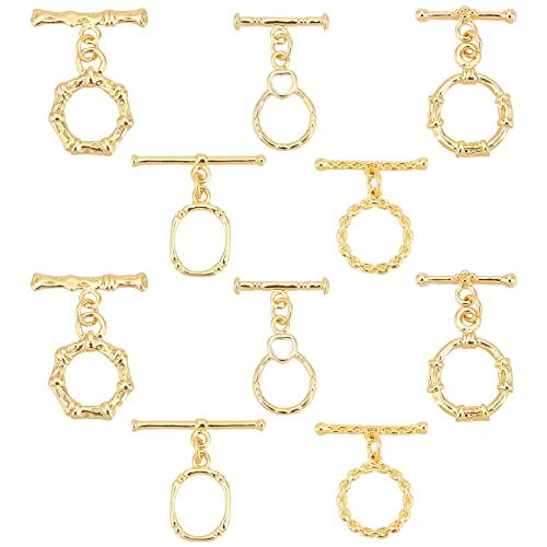 Messing-Knebelverschlüsse Im PandaHall 5-Stil, 18K Plattierter Ring Runde TBar-Verschlüsse Polygon-Schmuckverschlüsse Ovale T-Bar-Verschlussglieder Für Halsketten-Armband-Schmuckherstellung, 10 Sets Messing-Knebelverschlüsse Im PandaHall 5-Stil, 18K Plattierter Ring Runde TBar-Verschlüsse Polygon-Schmuckverschlüsse Ovale T-Bar-Verschlussglieder Für Halsketten-Armband-Schmuckherstellung, 10 Sets von PH PandaHall