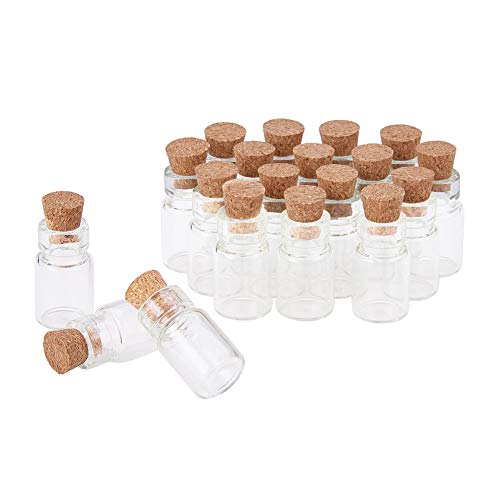 PandaHall 20pcs Mini Glasflaschen, Mini Glasflaschen mit Kork Stopper klare Fläschchen Glas Gefälligkeitsgläser für Hochzeit Gefälligkeiten DIY Handwerk Weihnachten Geburtstag (18x10mm) von PandaHall