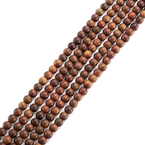 PandaHall Natürliche Sandelholzperlen, 4 mm, runde Kugel, Abstandshalter, lose Perlen, olivgrün, handgefertigt, poliert, Bastelperlen für Armband, Halskette, Schmuckherstellung, Loch: 1 mm, 5 Stränge von PH PandaHall