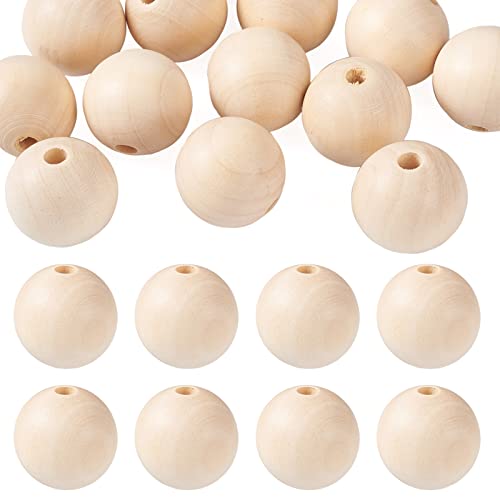 30 mm großes Loch, natürliche, unlackierte Holzkugel-Abstandshalter, lose Perlen, florales weißes Holz lose Perlen, unbehandelte Holzkugeln mit 6 mm großem Loch für Makramee Heimdekoration Halskette 30 mm großes Loch, natürliche, unlackierte Holzkugel-Abstandshalter, lose Perlen, florales weißes Holz lose Perlen, unbehandelte Holzkugeln mit 6 mm großem Loch für Makramee Heimdekoration Halskette von PH PandaHall