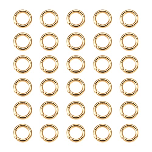 PandaHall Offene Binderinge aus 304 Edelstahl, 5 x 1 mm, geschlossen, aber ungelötet, echte 18 Karat vergoldetes Metall, Spaltringe für DIY-Schmuckreparatur, 500 Stück von PH PandaHall