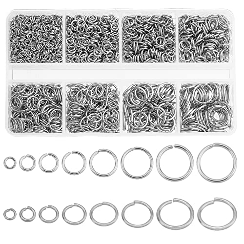 PandaHall Offener Biegering 304 Edelstahl 2280 Stück 8 Größen O Ringe Schmuckherstellung Verbindungsringe Durchmesser 3/4/5/6/7/8/9/10mm Für Ohrring Halsketten Armband DIY Reparatur 10 Guage von PH PandaHall