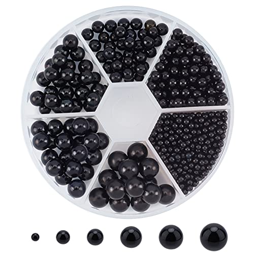 PH PandaHall Über 1113 Stück 6 Größen keine Löcher/ungebohrt imitierte Perlen für Vase Füllstoffe, Hochzeit, Party, Dekoration, schwarz (2,5 mm, 4 mm, 5 mm, 6 mm, 7 mm, 8 mm) von PH PandaHall