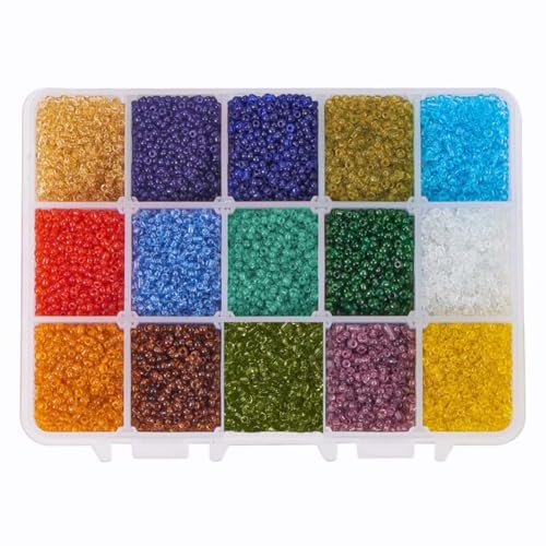 PH PandaHall Über 21000 stücke 15 Farbe 12/0 Transparentem Glas Rocailles 2mm Mini Perlen mit Container Box für Schmuck Machen von PH PandaHall