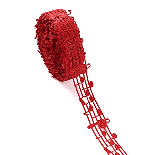 PandaHall Polyesterband mit Musiknoten, rot, 28 mm, für Kleidung, zum Verpacken von Geschenken, Nähen, Basteln, Kleidung, Dekoration von PandaHall