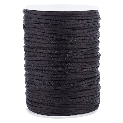 PH PandaHall Rattail Seidenschnur 50m Schwarzer Starker Faden Chinesischer Knotenfaden Seidige Perlenschnur Für armbänder Halsketten Makramee Besatz Traumfänger Handwerksherstellung PH PandaHall Rattail Seidenschnur 50m Schwarzer Starker Faden Chinesischer Knotenfaden Seidige Perlenschnur Für armbänder Halsketten Makramee Besatz Traumfänger Handwerksherstellung von PH PandaHall
