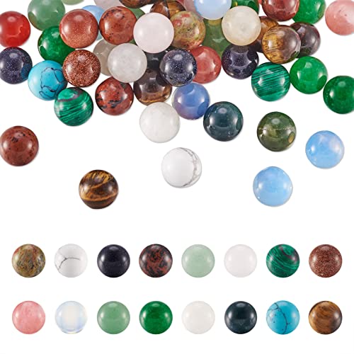 PandaHall Runde Perlen aus natürlichem und synthetischem Edelstein, 12 mm, ohne Loch, ungebohrt, lose Perlen für Draht-gewickelte Anhänger, zufällige Farbauswahl, 100 Stück von PH PandaHall