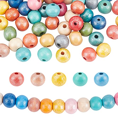 Pandahall 50pcs 8mm Runde Holzperlen Bunte gefärbte Holzkugel Lose Distanzperlen mit 2-3mm Loch für Schmuck, die Weihnachtsdekoration herstellt von PH PandaHall