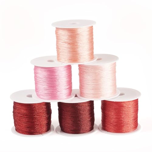 PandaHall Stickgarn, 6 Rollen, 0,4 mm, Metallic-Stickgarn, 6-lagig, rosa und rot, Perlenschnur, Nähgarn für Tatting, Quilten, Freundschaftsarmband, Schmuckherstellung PandaHall Stickgarn, 6 Rollen, 0,4 mm, Metallic-Stickgarn, 6-lagig, rosa und rot, Perlenschnur, Nähgarn für Tatting, Quilten, Freundschaftsarmband, Schmuckherstellung von PandaHall