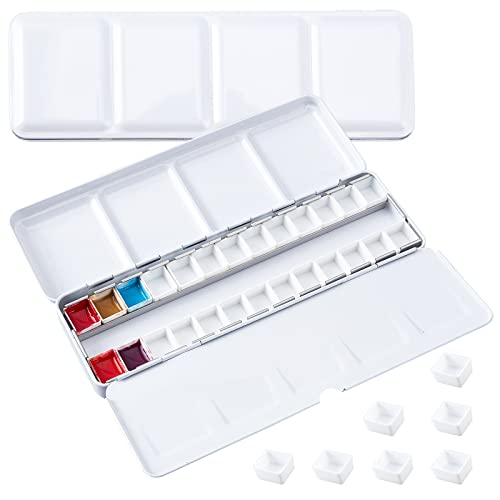 PandaHall Tin Box Palette Farbkoffer, Aquarell 24 Stück 2-Ml-Pfännchen 2 ausklappbarer Mischbereich Für Reisen, Acryl, Öl, Plein Air, Malerei, Skizze, Künstler, Student, Hobbist von PH PandaHall