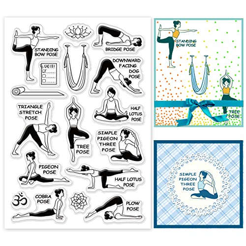 PandaHall Yoga Klare Stempel Lotus Transparente Stempel Blume Silikonstempel Gummistempel Für Urlaubskarten Erstellen von Journalen Fotoalben Zeitschriften Scrapbooking 6.2x4.3 zoll/11X16 cm von PH PandaHall