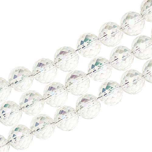 PandaHall ca. 100 Stk. 12 mm Galvanisierte Glasperlen facettiert matt runde Perlen briollete Regenbogen plattiert klare kristallperle für Schmuck machen,Bohrung: 1.5 mm von PH PandaHall