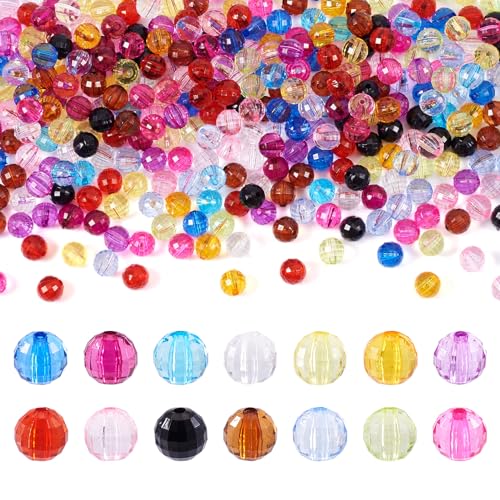 PandaHall facettierte Acrylperlen, 8 mm, runde Kugeln, lose Abstandshalter, transparente Kristallperlen, Pony-Bastelperlen für DIY, Freundschaftsarmband, Schmuckherstellung, 420 Stück PandaHall facettierte Acrylperlen, 8 mm, runde Kugeln, lose Abstandshalter, transparente Kristallperlen, Pony-Bastelperlen für DIY, Freundschaftsarmband, Schmuckherstellung, 420 Stück von PH PandaHall
