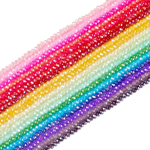 PandaHall facettierte Glas-Rondelle-Perlen, 18 Stränge, 3 mm, Kristallglas, lose runde Perlen, Großpackung für Freundschaftsarmbänder, Halsketten, Ohrringe, Schmuckherstellung PandaHall facettierte Glas-Rondelle-Perlen, 18 Stränge, 3 mm, Kristallglas, lose runde Perlen, Großpackung für Freundschaftsarmbänder, Halsketten, Ohrringe, Schmuckherstellung von PandaHall