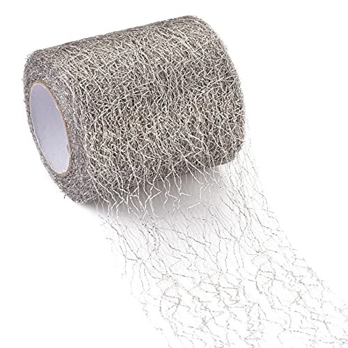 Pandahall Spinnennetz-Spitzennetz, 7,6 cm, silberfarbenes Netzband, Rolle, großes Loch, Tüll für Bastelarbeiten, Blumen, Geschenkverpackungen, Rock, Tür, Vorhang, Hintergrund, 20 Meter von PH PandaHall