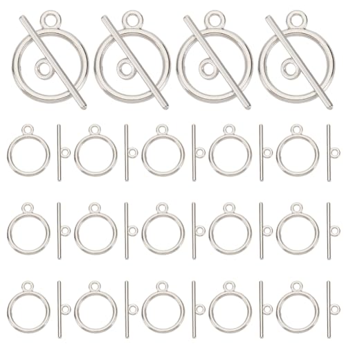 PandaHall 40 Sets Flacher runder Knebelverschluss im tibetischen Stil aus Metall, Zylinderschraubenverschluss für die Schmuckherstellung von Halskette von PH PandaHall