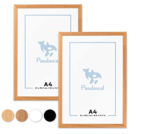 Pandawal® Bilderrahmen A4 Holz Natur 2er-Set für Poster, Bilder und Fotos 21x30cm Rahmen mit Plexi-Glas (DIN A4 21 x 29,7 cm) von Pandawal