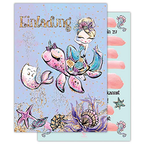 Pandawal 12x Einladungskarten Kindergeburtstag Mädchen Meerjungfrau Geburtstagseinladung Rosa/Pink Einhorn zur Party Ausflug Feier Mottoparty Pandawal 12x Einladungskarten Kindergeburtstag Mädchen Meerjungfrau Geburtstagseinladung Rosa/Pink Einhorn zur Party Ausflug Feier Mottoparty von Pandawal