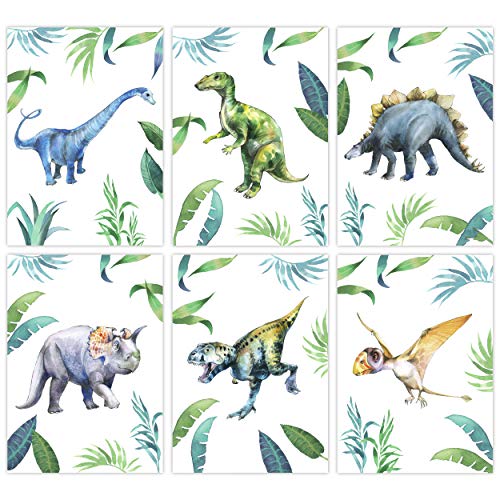 Pandawal Dinosaurier poster Dino Bilder Kinderzimmer Deko Junge 6er Set für Kinder DIN A4 Wandbilder von Pandawal