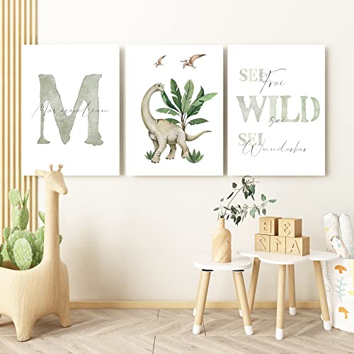 Pandawal Kinderzimmer Bilder Dino mit Spruch und Name Dinosaurier 3er Poster- Set für Mädchen und Junge Wandbilder Pandawal Kinderzimmer Bilder Dino mit Spruch und Name Dinosaurier 3er Poster- Set für Mädchen und Junge Wandbilder von Pandawal