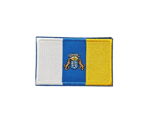Aufnäher Kanarische Inseln, bestickt, Flagge mit offiziellen Farben, Motorradwappen, bestickt, Militär-Patch, Wappen (Kanarische Inseln) von Pandiui23