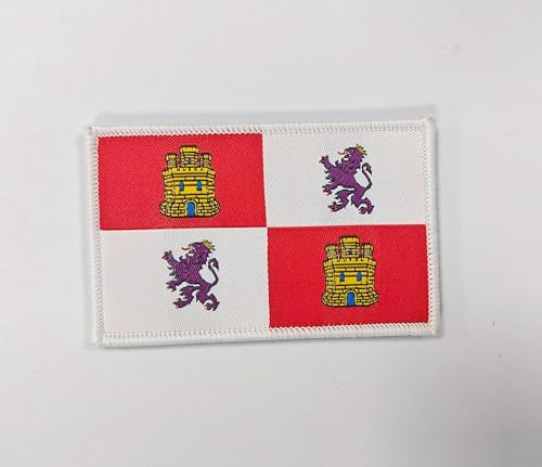 Bestickte Aufnäher Kastilien Löwe mit offiziellen Farben, gesticktes Wappen, bestickte Motorradflicken, Militärflicken, (Castilla León) von Pandiui23