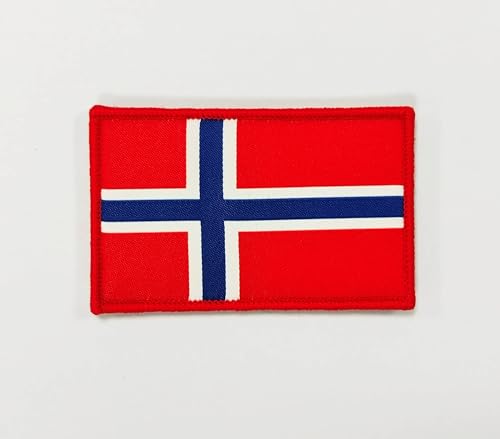 Bestickte Aufnäher Norwegische Flagge mit offiziellen Farben, gesticktes Wappen, bestickte Motorradflicken, Militärpatch, Norwegen (Norwegen) von Pandiui23