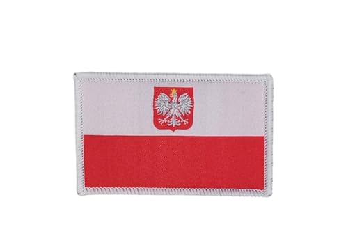 Bestickte Aufnäher Polnische Flagge mit offiziellen Farben, gesticktes Wappen, bestickte Motorradflicken, Militär-Patch, Polen (Polen) von Pandiui23