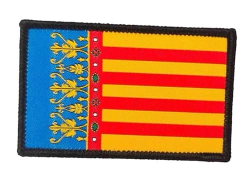Bestickte Aufnäher mit Flagge der valencianischen Gemeinschaft in offiziellen Farben, gesticktes Wappen, bestickte Motorradflicken, Militärflicken (Flagge der Valencianischen Gemeinschaft) von Pandiui23