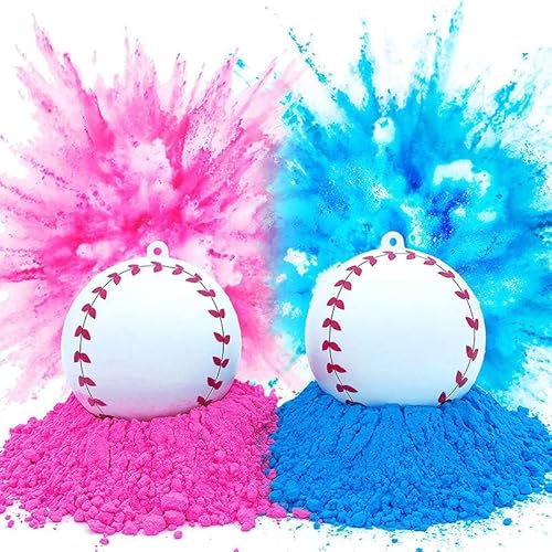 Pandiui23 Fußball-Entwickler für Mädchen oder Jungen, komplettes Set für Babyparty mit 2 Packungen farbigen Pulvern und 2 Packungen rosa und blauem Konfetti (Baseball) von Pandiui23