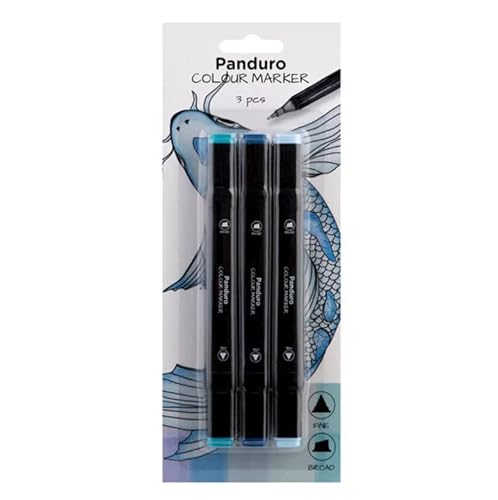 Panduro | Farbmarkierungen | 3 Stifte Marker | Twintip-Marker | Blautöne: Himmelblau 63, Preußischblau 69, Hellblau 185 von Panduro