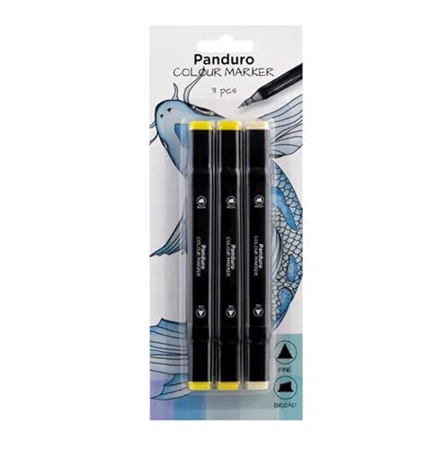 Panduro | Farbmarkierungen | 3 Stifte Marker | Twintip-Marker | Gelbtöne: 35 Zitronengelb, 37 Pastellgelb, 141 Butterblumengelb von Panduro