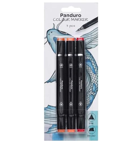 Panduro | Farbmarkierungen | 3 Stifte Marker | Twintip-Marker | Orangetöne: 16 Korallenrosa, 22 Französisch-Vermilion, 122 Fluoreszierendes Orange von Panduro