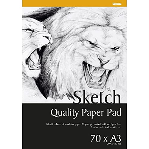 Panduro Skizzenblock DIN A3 x 70 Blatt - Skizzen Papier 70 g/m2, pH-neutral und säurefrei Sketchblock von Panduro
