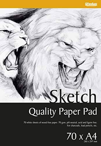 Panduro Skizzenblock DIN A4 x 70 Blatt - Skizzen Papier 70 g/m2, pH-neutral und säurefrei von Panduro