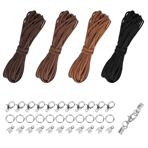 104 DIY Lederband für Ketten, Lederbänder für Ketten mit Verschluß, Lederschnur 3mm, Leder Band für Armbänder, Halsketten und Schmuck, 4 Farben 104 DIY Lederband für Ketten, Lederbänder für Ketten mit Verschluß, Lederschnur 3mm, Leder Band für Armbänder, Halsketten und Schmuck, 4 Farben von PangWuu
