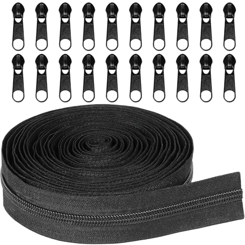 10m+20 Zipper aus Metall (3,2 cm breit) – Reissverschluss & endlosreißverschluss mit zipper, Nylon-Meterware Kleidung Taschen Mäppchen Bettwäsche | Reißverschluss-Reparatur-Sets Rucksäcke Jacken von PangWuu
