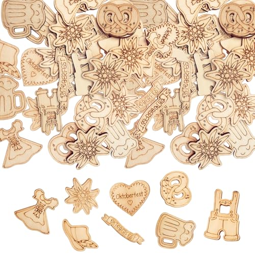 200 Stück Oktoberfest Streudeko Holz, Bierhut- und Kleid-Motiven, Holz Konfetti Edelweiß Bier Hut Kleid, für Bayrische Oktoberfest Partys, 3-4cm Oktoberfest Deko von PangWuu