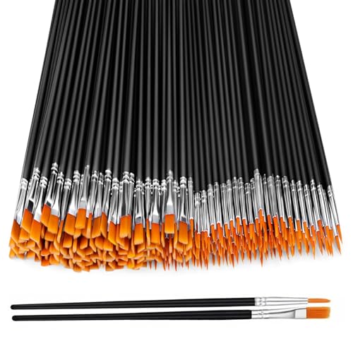 60 Stück Pinsel Set mit 30 Runden und 30 Flachen Pinseln, Künstlerpinsel für Körper, Gesicht, Felsen und Leinwand, Acryl-, Wasserfarben- und Ölmalerei, perfekt für Künstler, Malliebhaber und Anfänger von PangWuu
