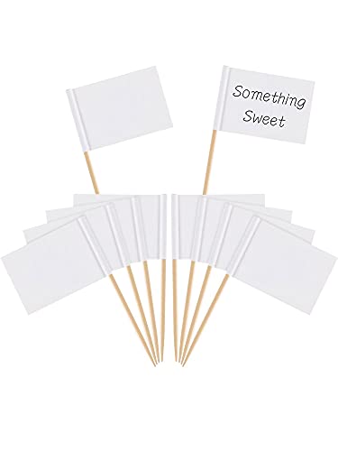 Leere Zahnstocher Flaggen Käse Marker Weiß Flaggen Kennzeichnung für Party Kuchen Lebensmittel Käseplatte Vorspeisen (100 Stücke) von Pangda
