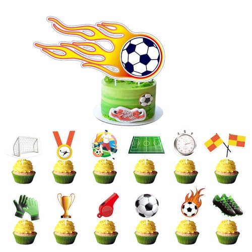Pangogogo 25-teilige Fußball-Kuchen-Deko aus Papier – Tortendeko Fußball Set mit 1 großer Fackel-Fußball-Stecker & 24 Cupcake-Dekorationen für Kindergeburtstag & Fußballparty Pangogogo 25-teilige Fußball-Kuchen-Deko aus Papier – Tortendeko Fußball Set mit 1 großer Fackel-Fußball-Stecker & 24 Cupcake-Dekorationen für Kindergeburtstag & Fußballparty von Pangogogo